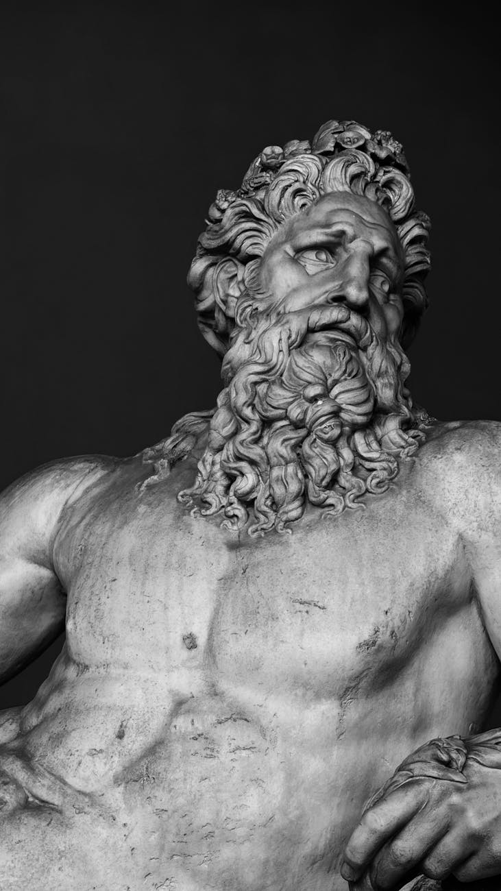 dramatic black and white marble sculpture close up